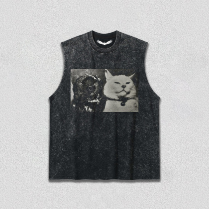Vintage Moment of Cat and Owl T-Shirt