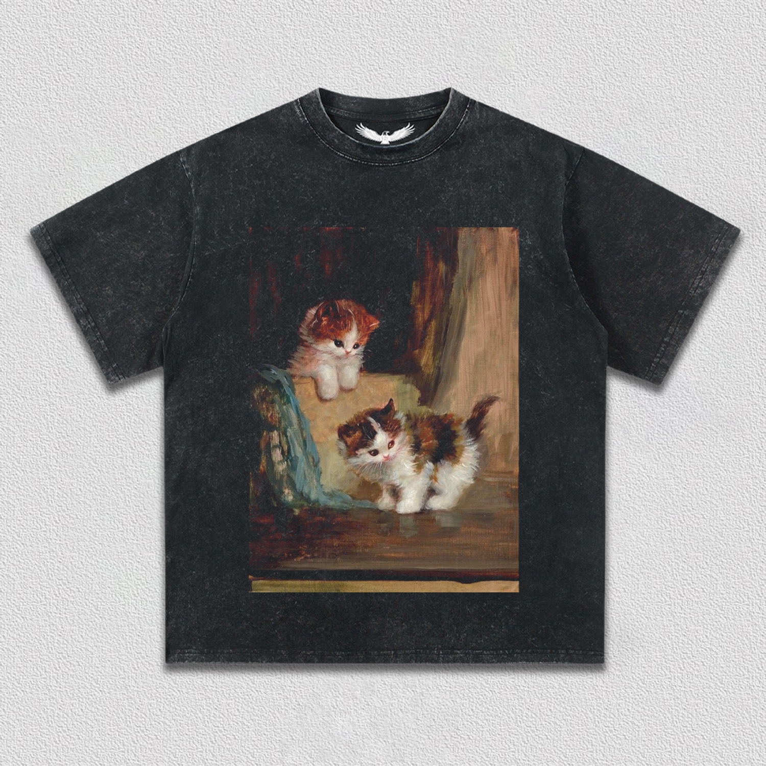 Two Cats Playing in Oil Painting T-Shirt