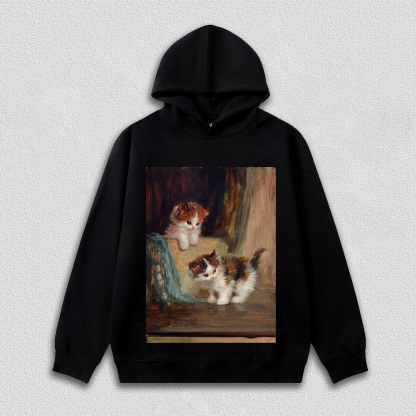 Two Cats Playing in Oil Painting T-Shirt