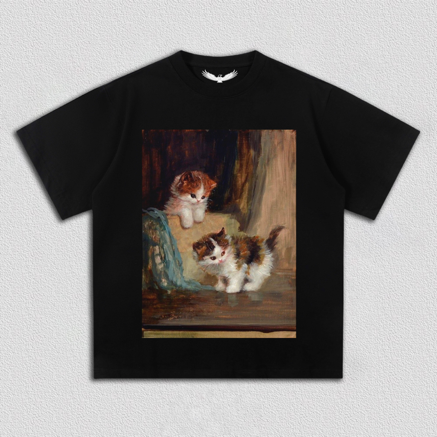 Two Cats Playing in Oil Painting T-Shirt
