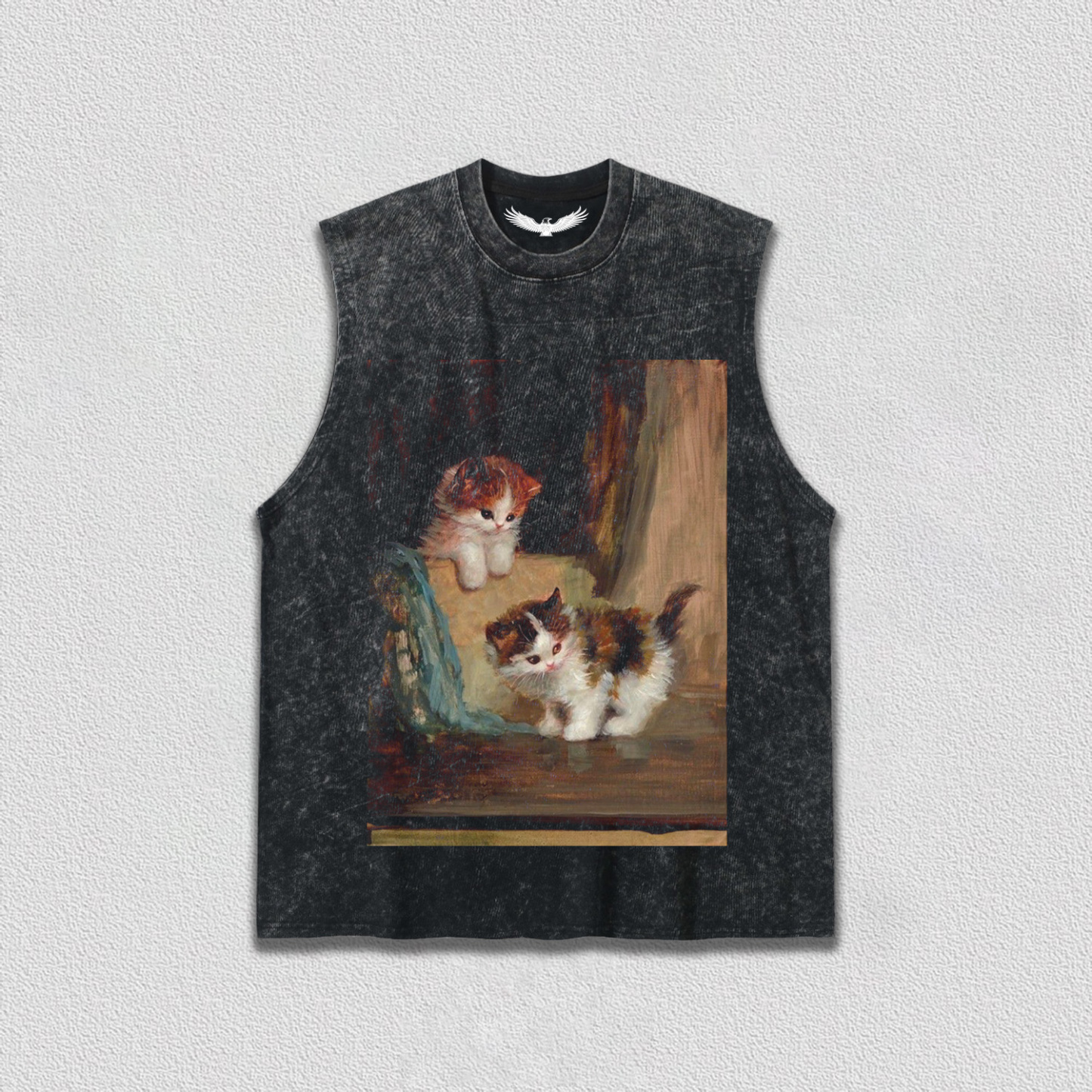 Two Cats Playing in Oil Painting T-Shirt
