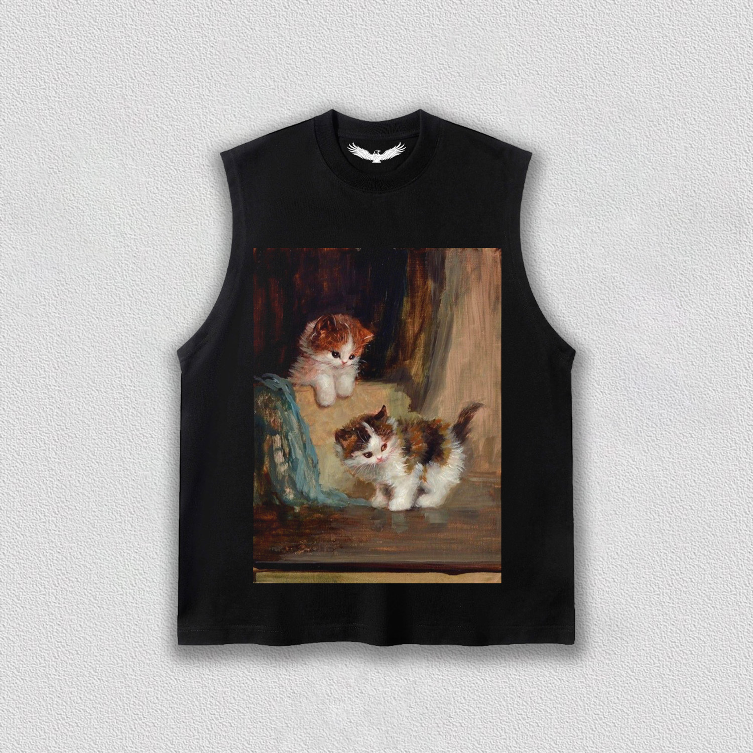 Two Cats Playing in Oil Painting T-Shirt