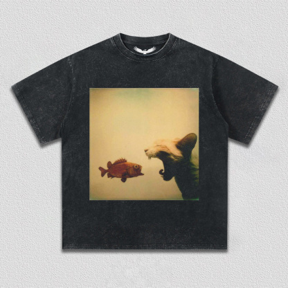 Tense Moment of Cat and Fish T-Shirt