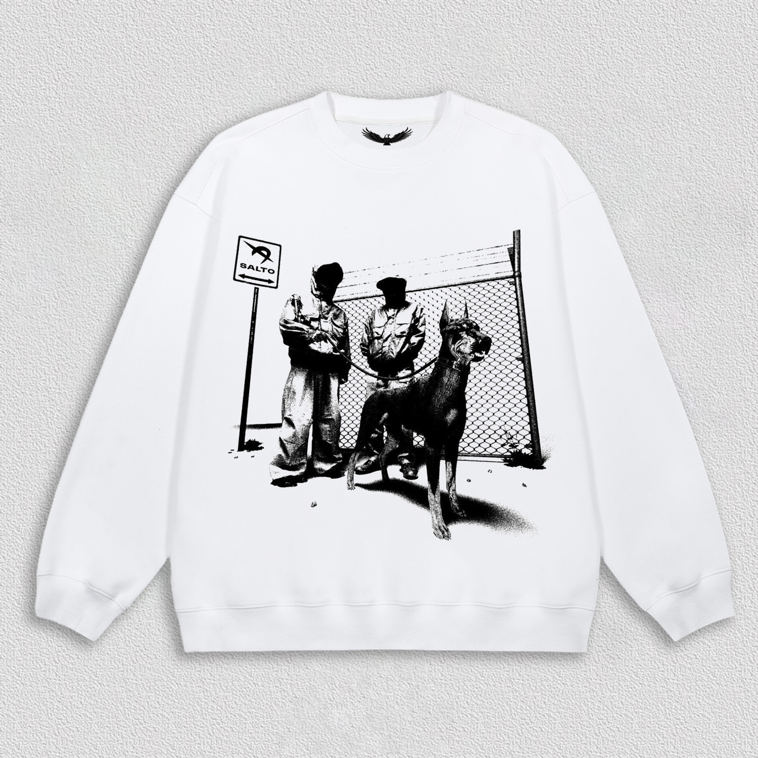 Figure and Doberman Printed T-Shirt