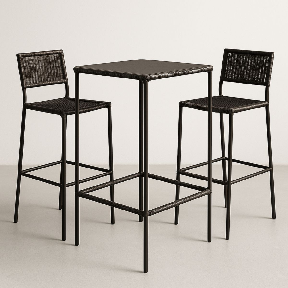 Σετ έπιπλα μπαρ εξωτερικού χώρου 2 καρέκλες και τραπέζι μαύρο