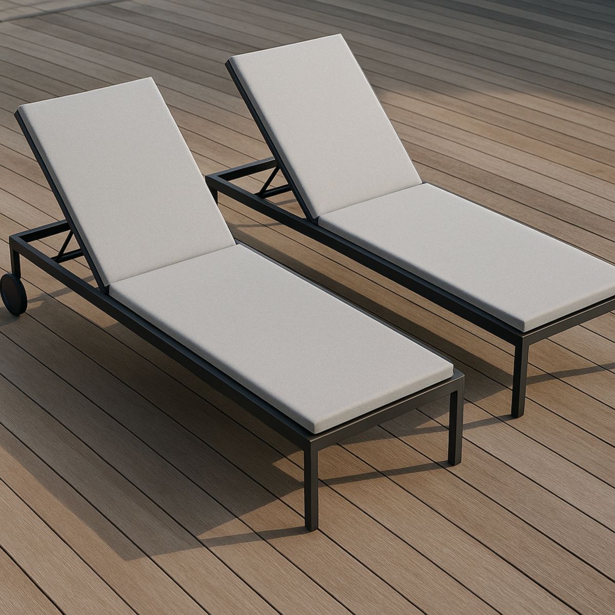 Σετ 2 Ξαπλώστρες Εξωτερικού Χωρου Metal με Υφασμάτινη Αντικό Γκρι 200x70x35cm