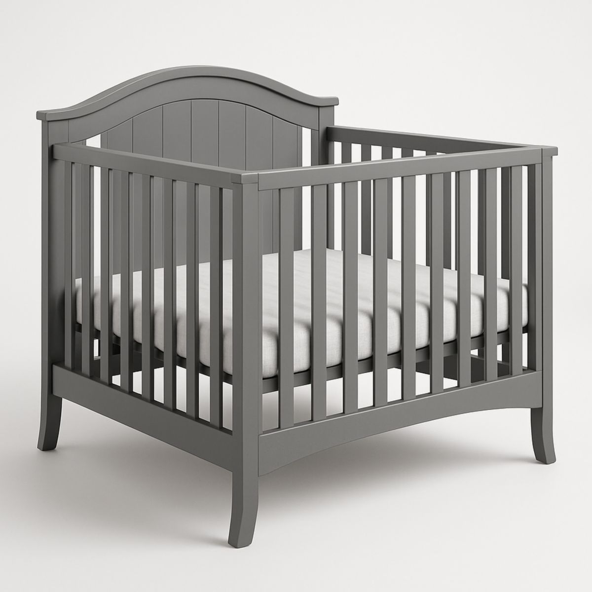 Κούνια Μωρού Ξύλινη Γκρίζα με Κάμπυλη Πλάτη 120x60 cm