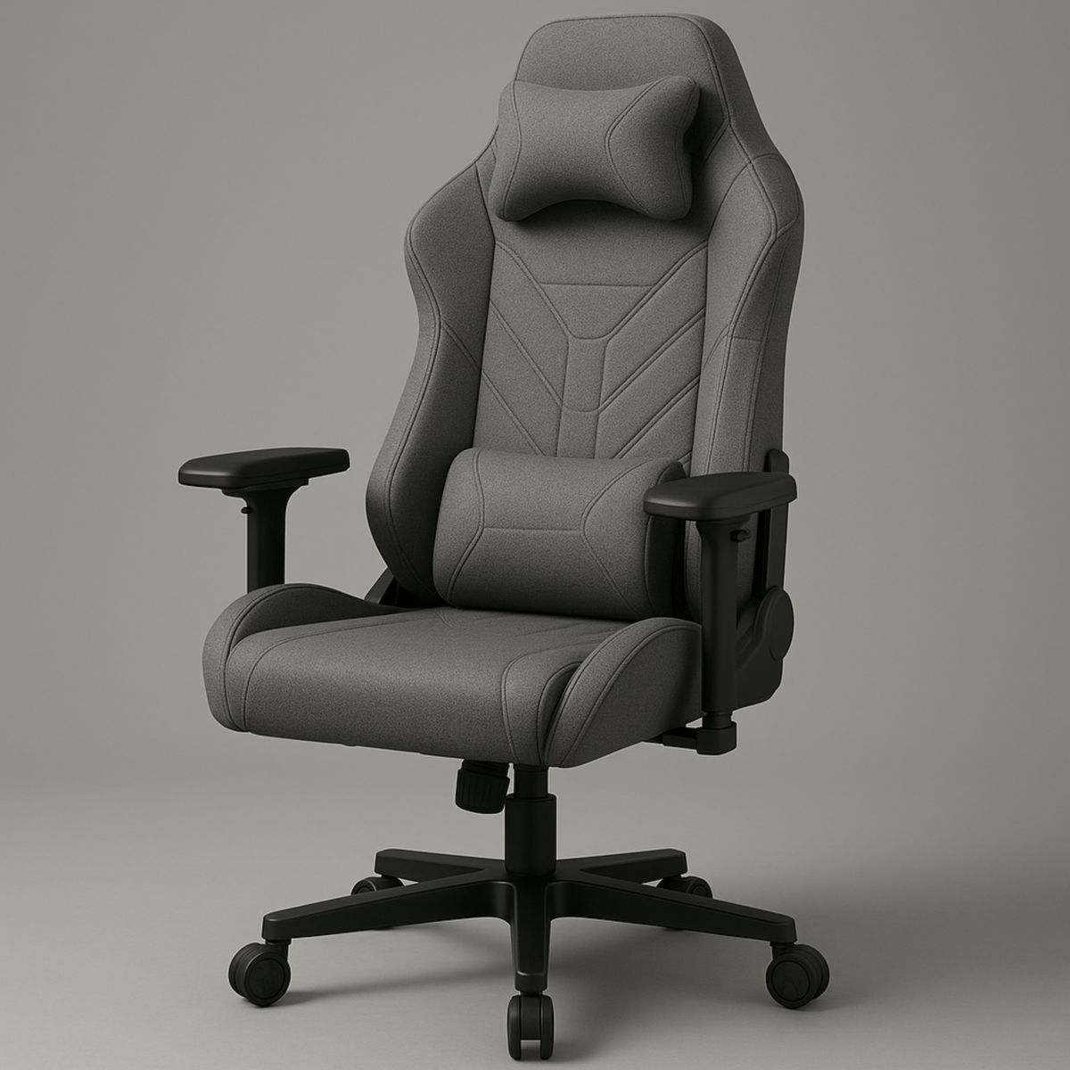 Πολυθρόνα γραφείου gaming υφασμάτινη γκρι εργονομική με ρυθμιζόμενους βραχίονες και ανάκλιση