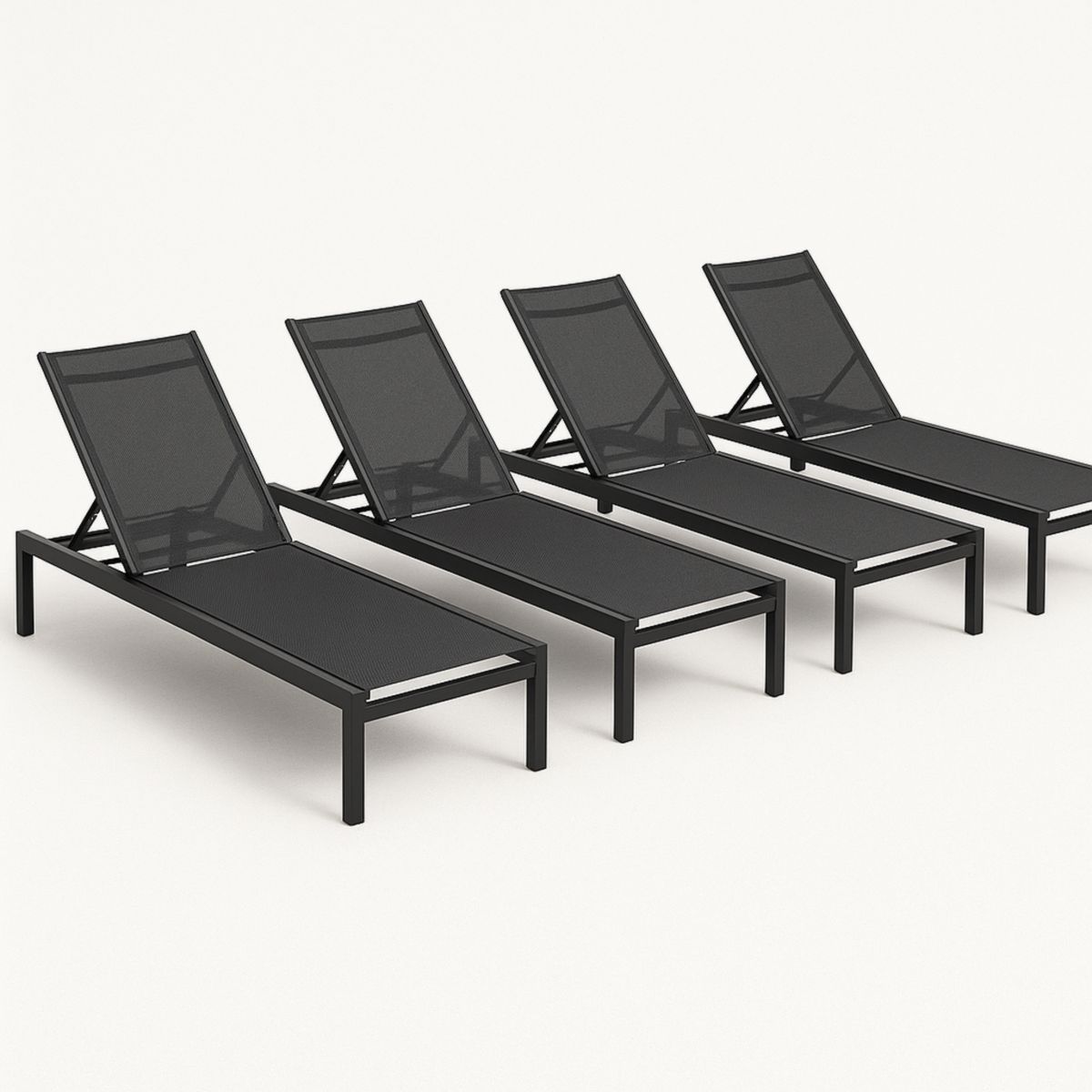 Σετ 4 Ξαπλώστρες Αλουμινίου με Μέταλλο και Textilene 200x65x35cm