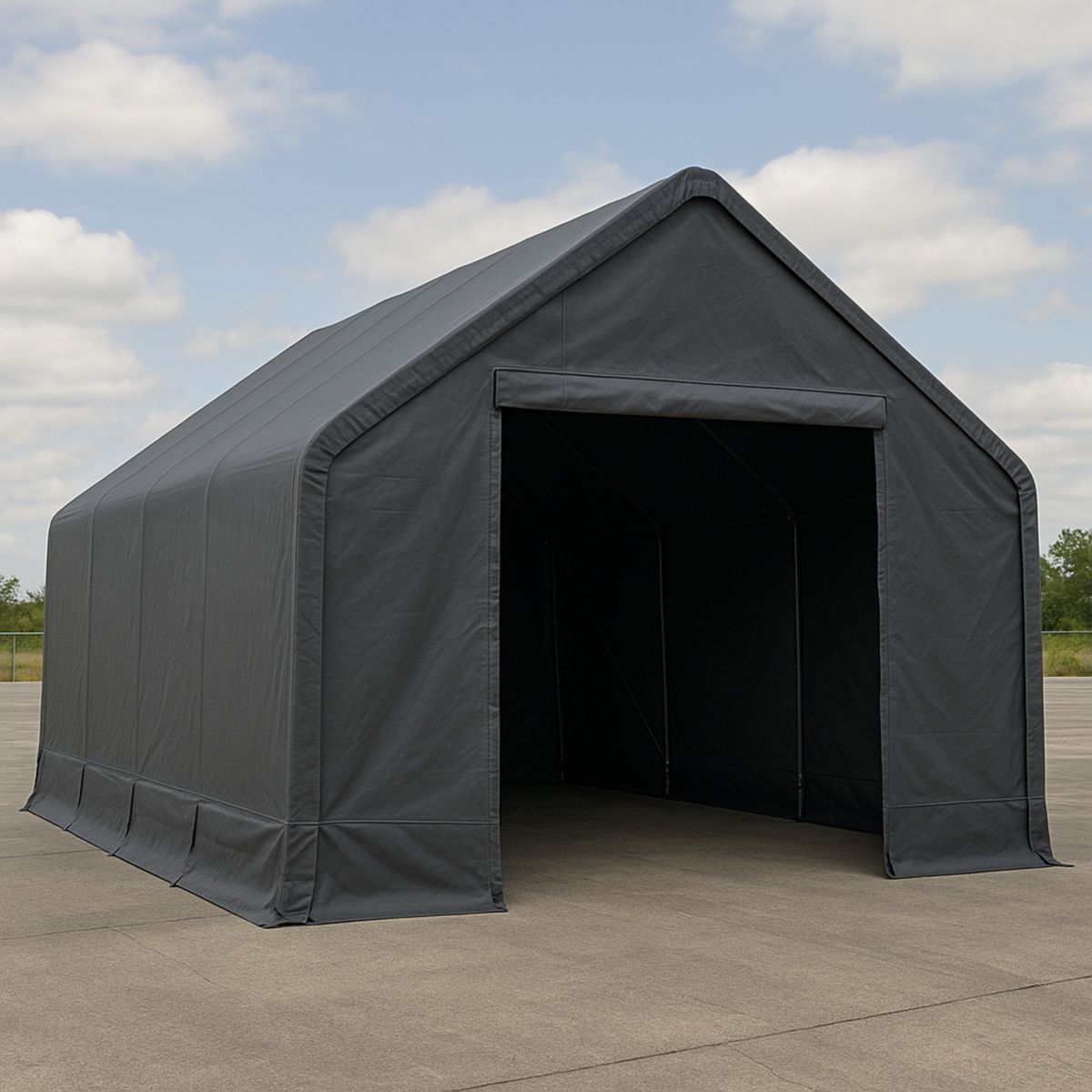 Στέγαστρο Αυτοκινήτου από Πολυεστέρα 600D με Επικάλυψη PVC και Ατσάλινη Δομή, Ανθρακί, 600x300x250cm