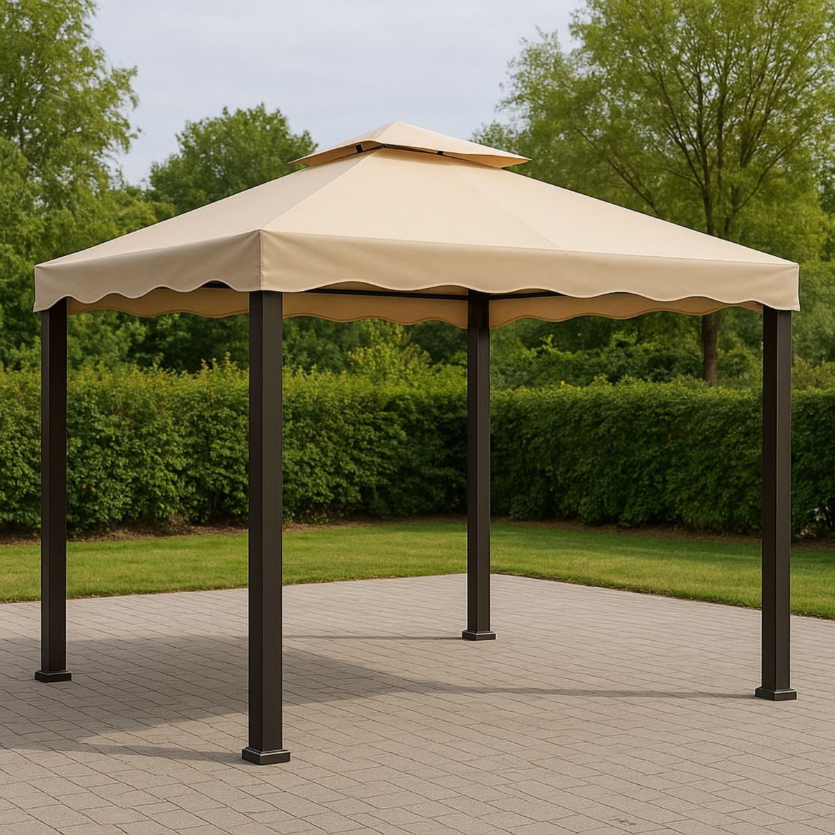 Πέργκολα Κήπου Μεταλλική 3x3μ Μπεζ Πολυεστέρας