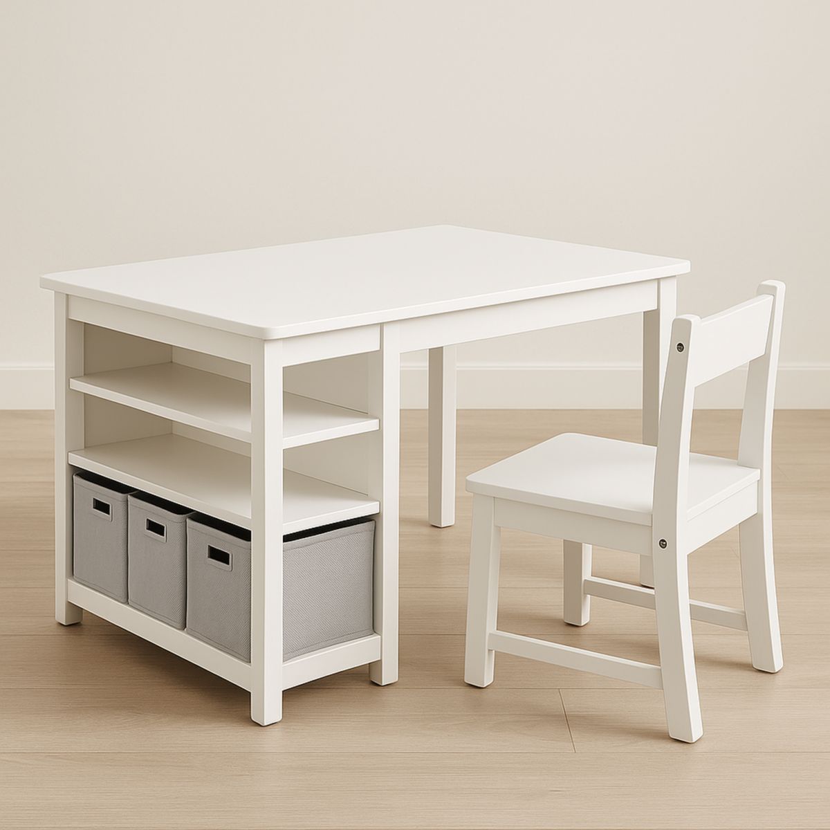 Σετ Παιδικό Τραπέζι με Καρέκλα Λευκό Ξύλο 100x60x50 cm