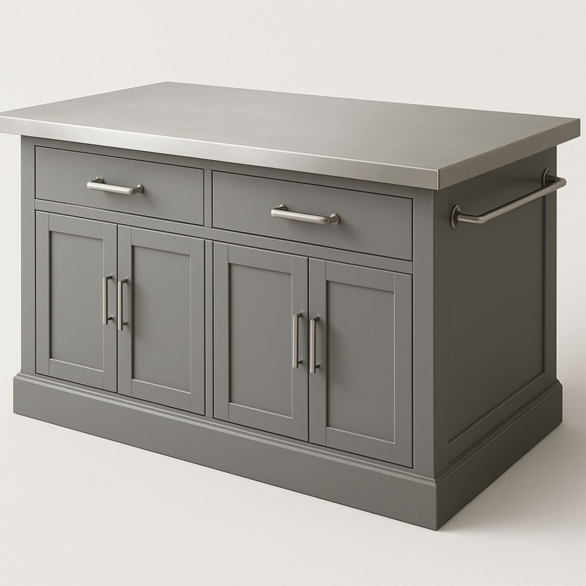 Ντουλάπι Κουζίνας Νησίδα Ίσιο Ανοξείδωτο Επιφάνεια 120x60x90εκ Γκρι MDF