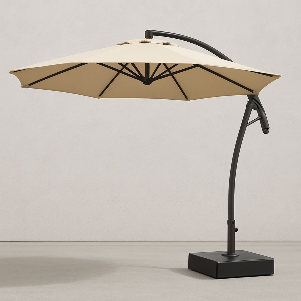 Επαγγελματική Ομπρέλα Κήπου Αλουμινίου 3m Μπεζ με Στρογγυλή Βάση