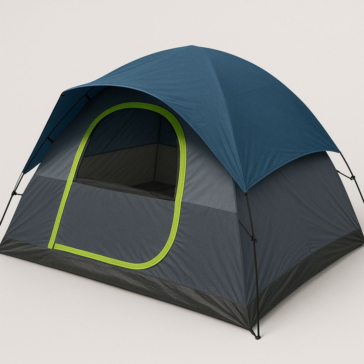 Σκηνή κάμπινγκ 4 ατόμων πολυεστέρας, μπλε/γκρι με αψίδα