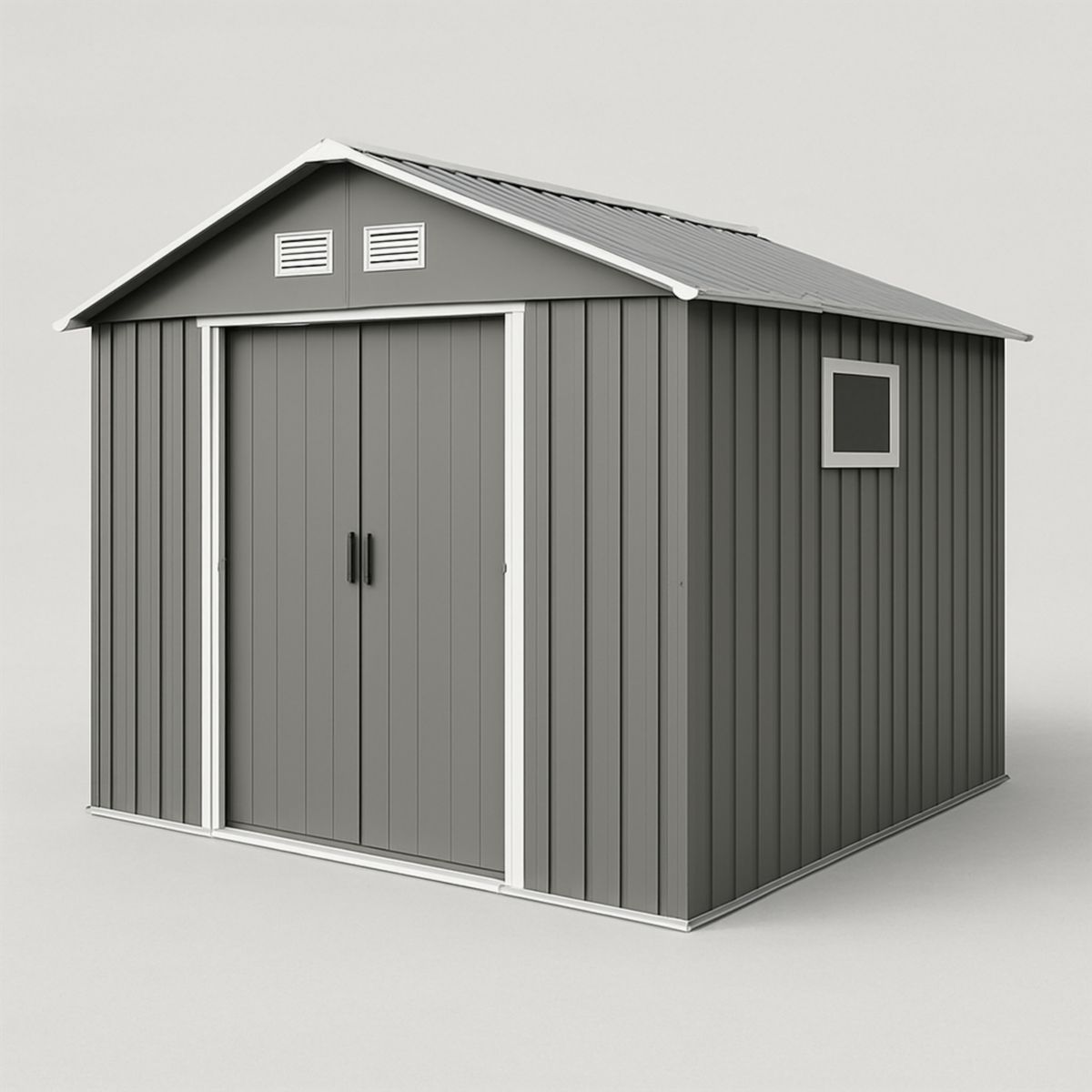 Μεταλλική Αποθήκη Κήπου 4.3m² Ατσάλι Συρόμενες Πόρτες Γκρι
