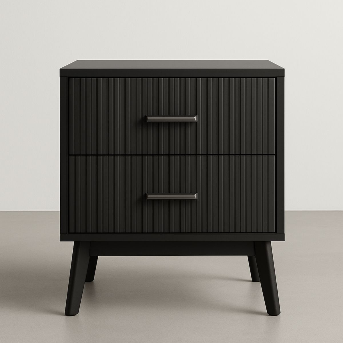 Μαύρο Κομοδίνο με 2 Συρτάρια Ξύλο MDF 50x40x60cm