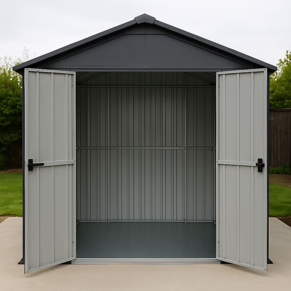 Μεταλλικό Σπιτάκι Κήπου Αποθήκη Εξωτερικού Χώρου Γκρι 213x130x185cm
