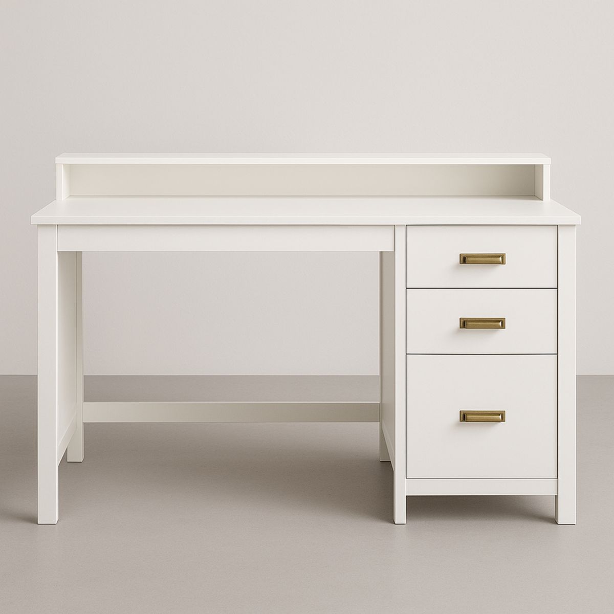 Γραφείο Λευκό MDF, 3 Συρτάρια με Μεταλλικές Λαβές, Διαστάσεις 120x60x78cm