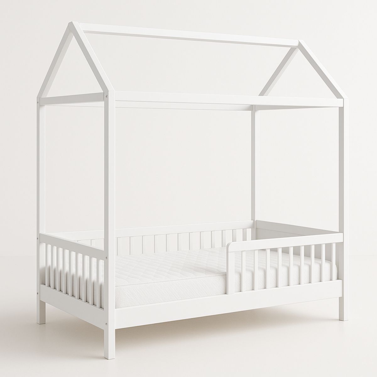 Λευκό Κρεβάτι Παιδικό Σπιτάκι Ξύλινο 200x100x150 cm