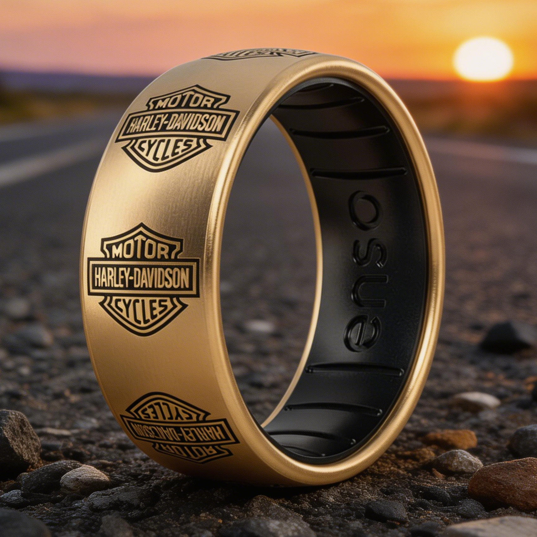 Harley style Laser Graphic Comfort Fit Ring