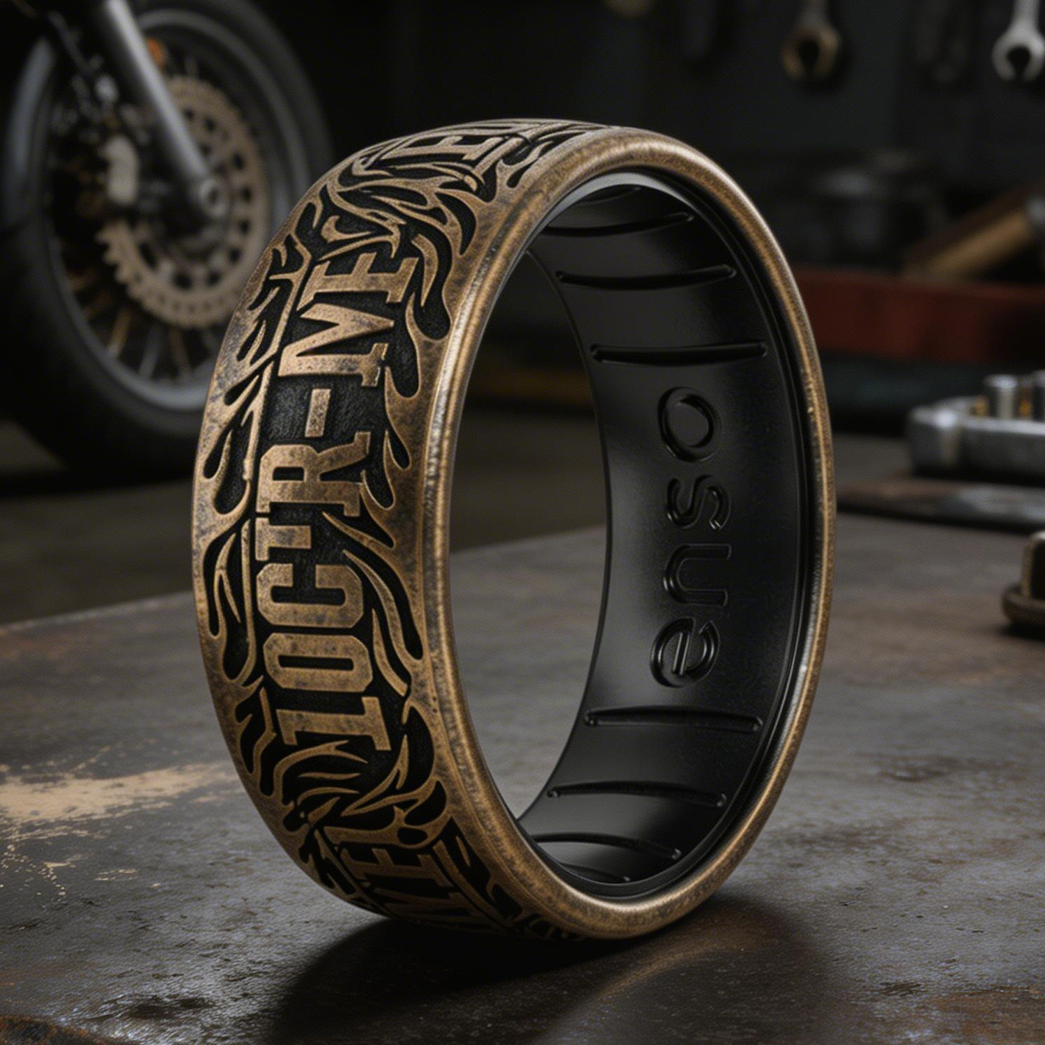 Harley style Laser Graphic Comfort Fit Ring