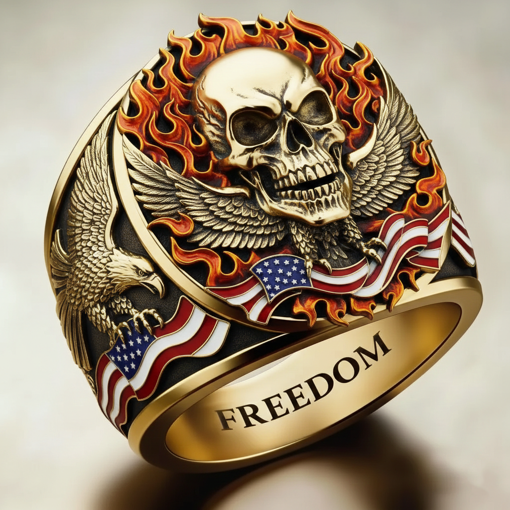 Gothic silver skull ring