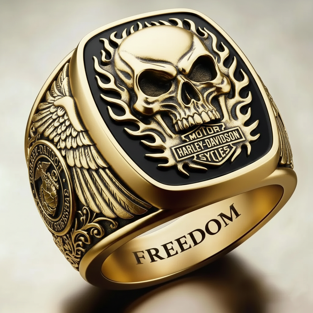 Gothic silver skull ring