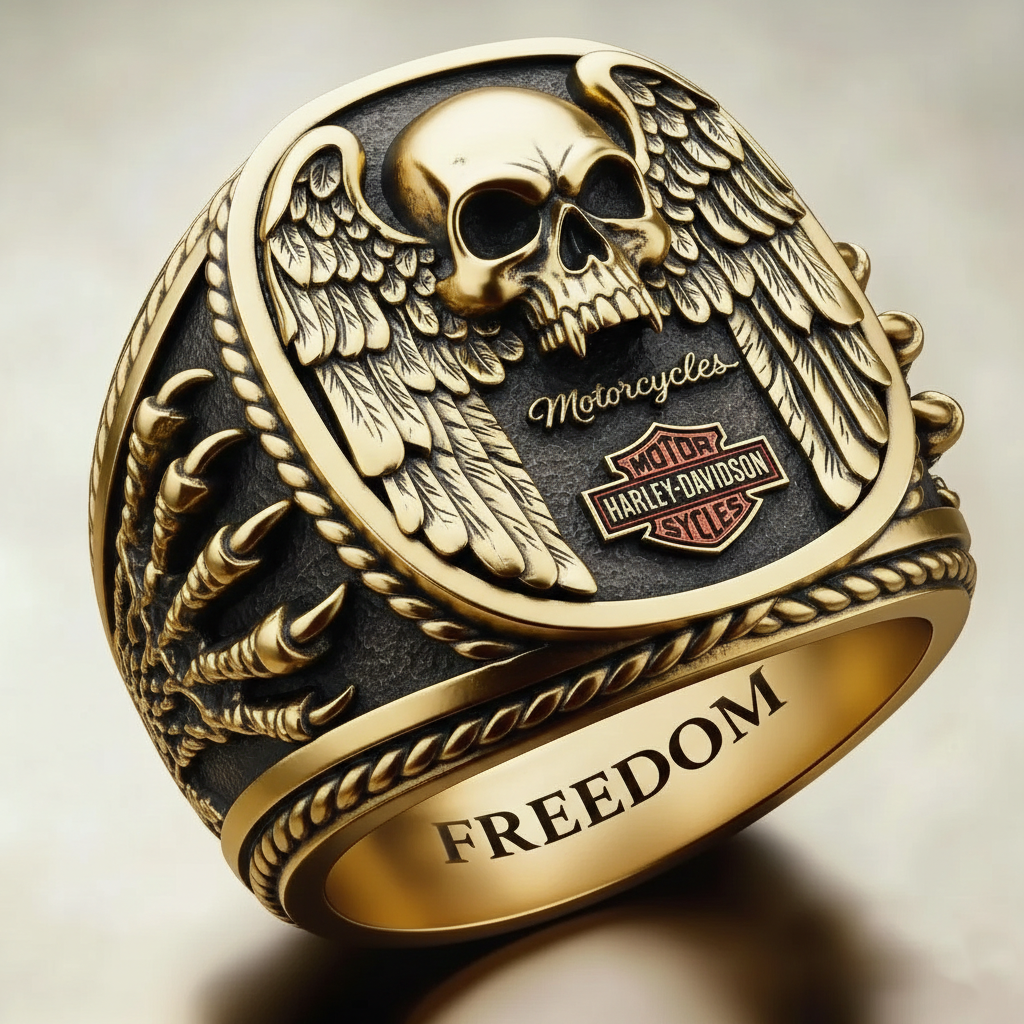 Gothic silver skull ring