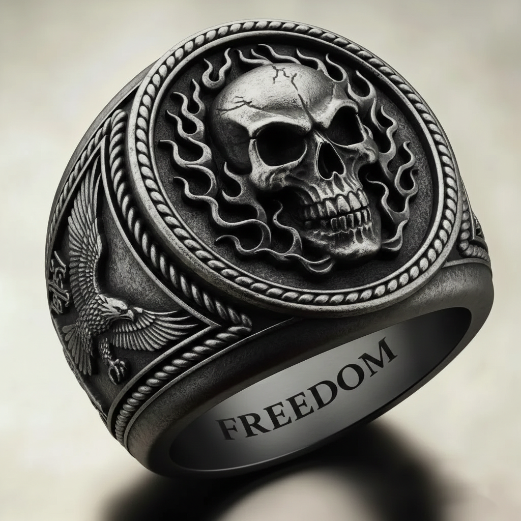 Gothic silver skull ring
