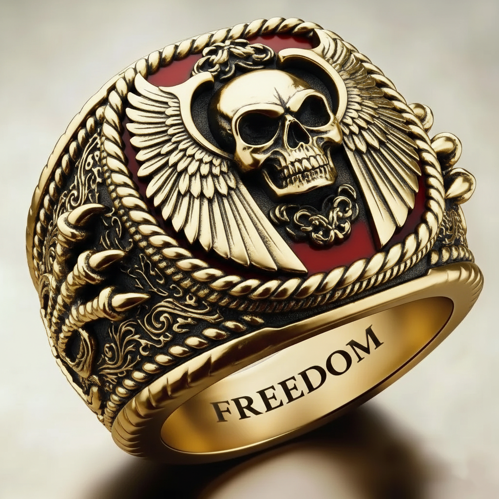 Gothic silver skull ring