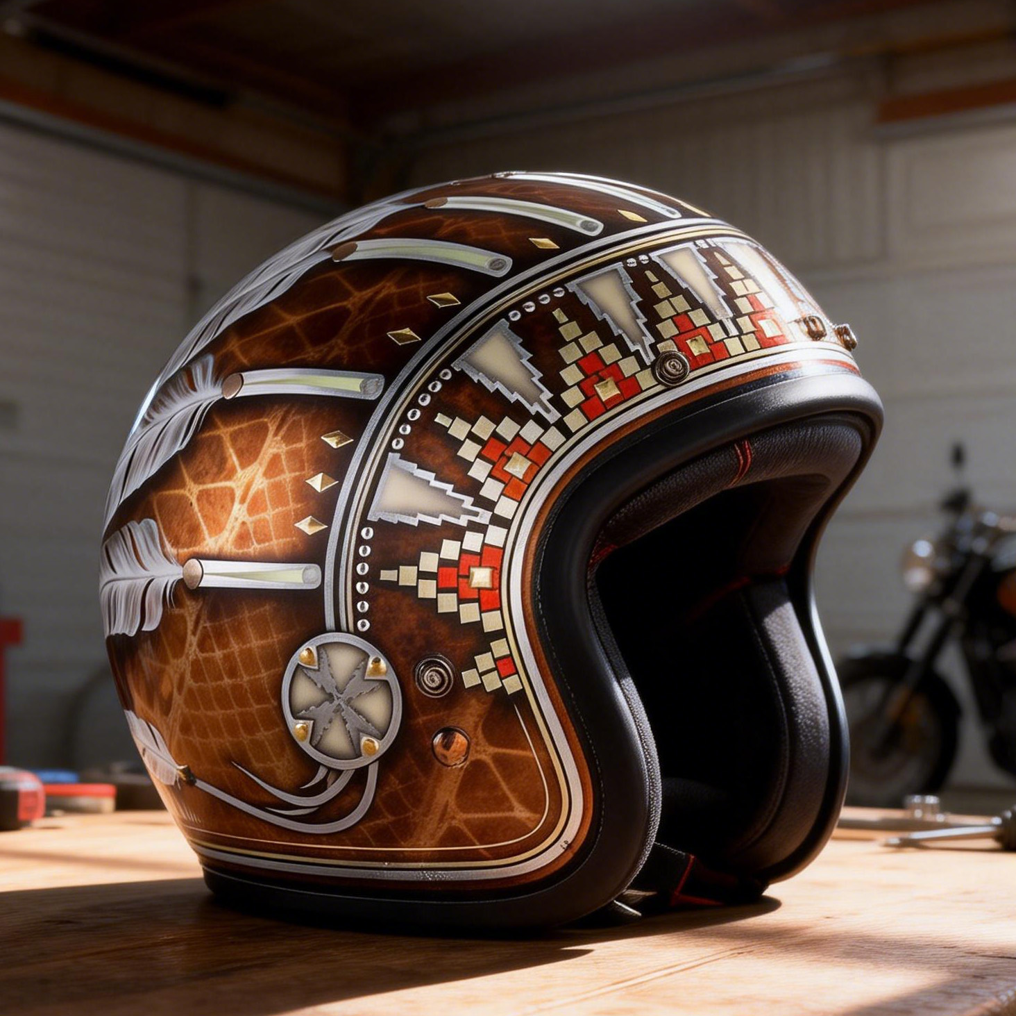 Pop Art Headdress Graphic Retro Open Face Motorcycle Helmet