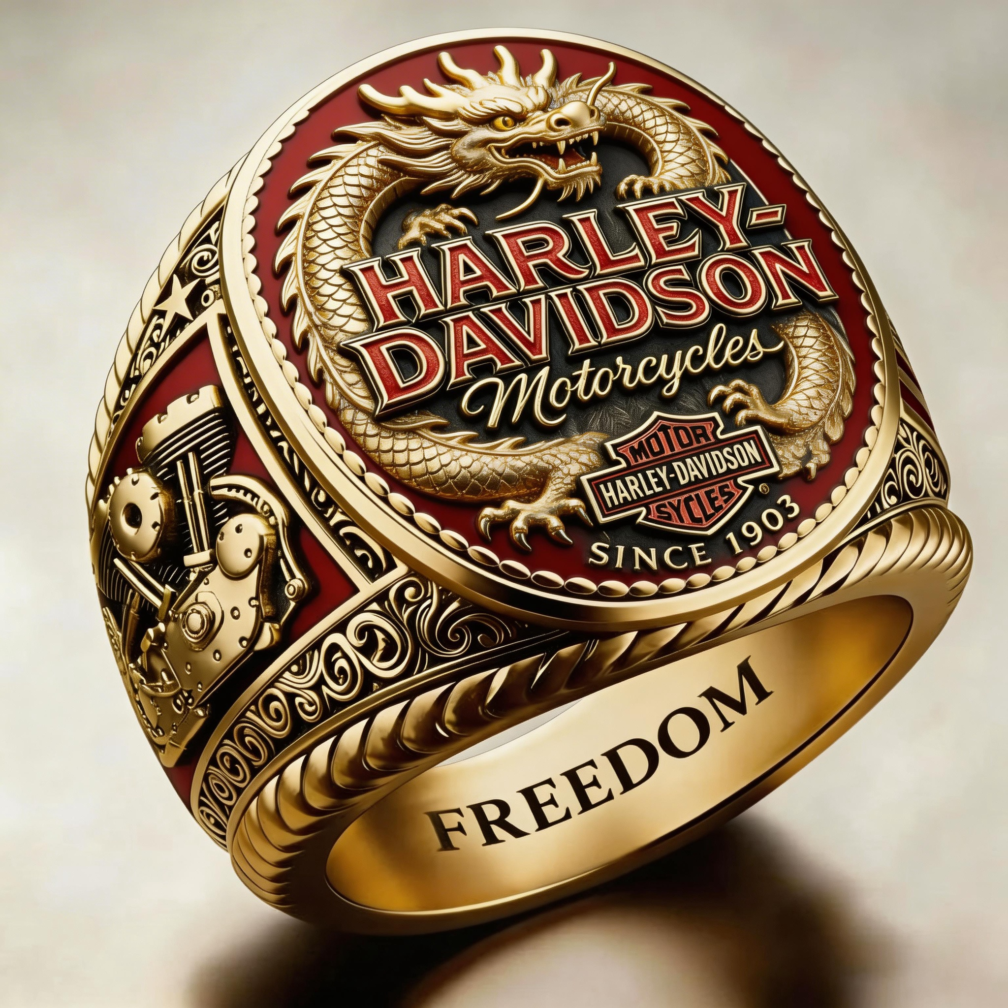 Classic American Motorcycle Style Vintage Biker Ring