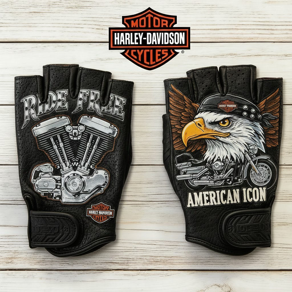 Vintage Biker Half Gloves for Motorcycle Enthusiasts