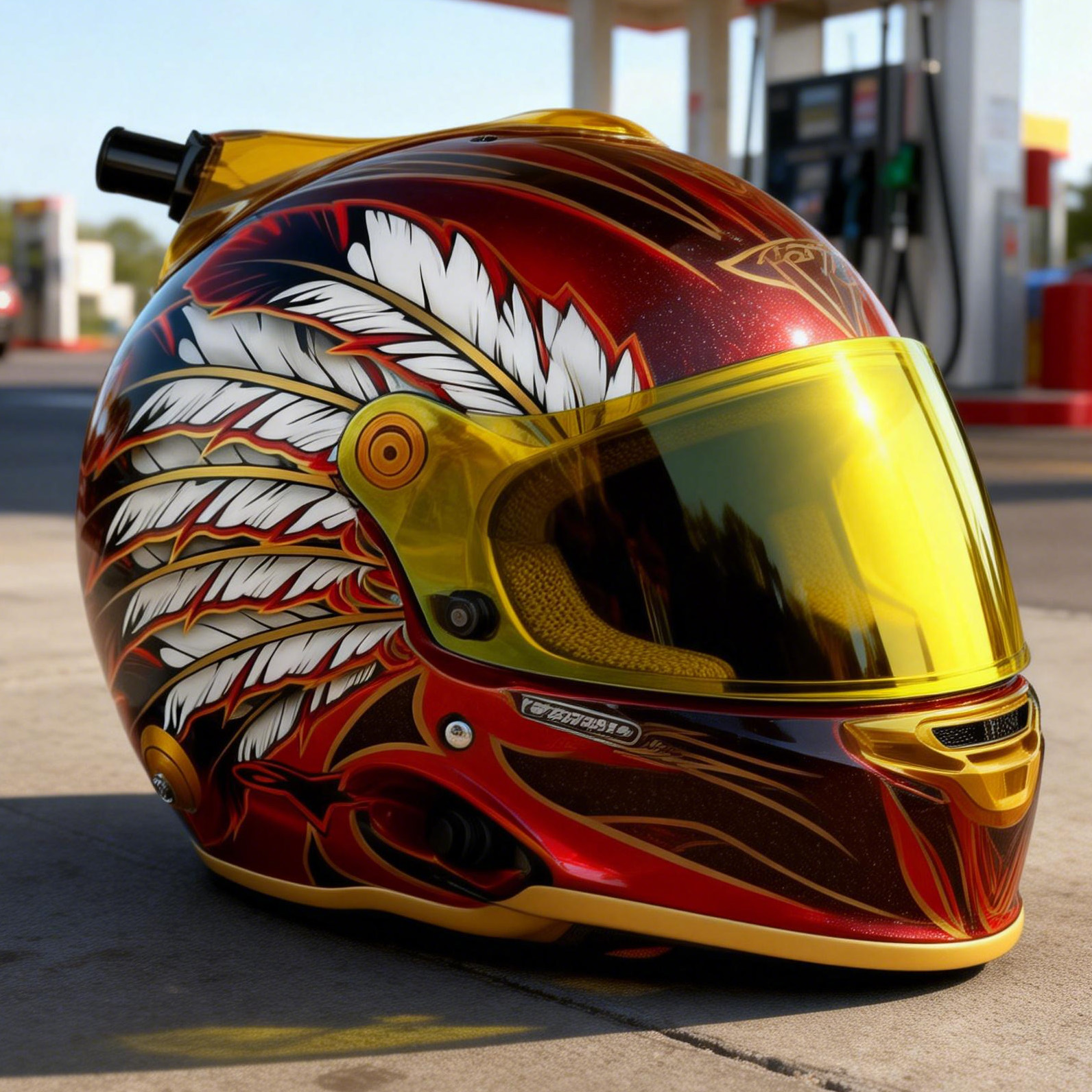 Modern Racing Style Feather Graphic Full Face Sports Helmet