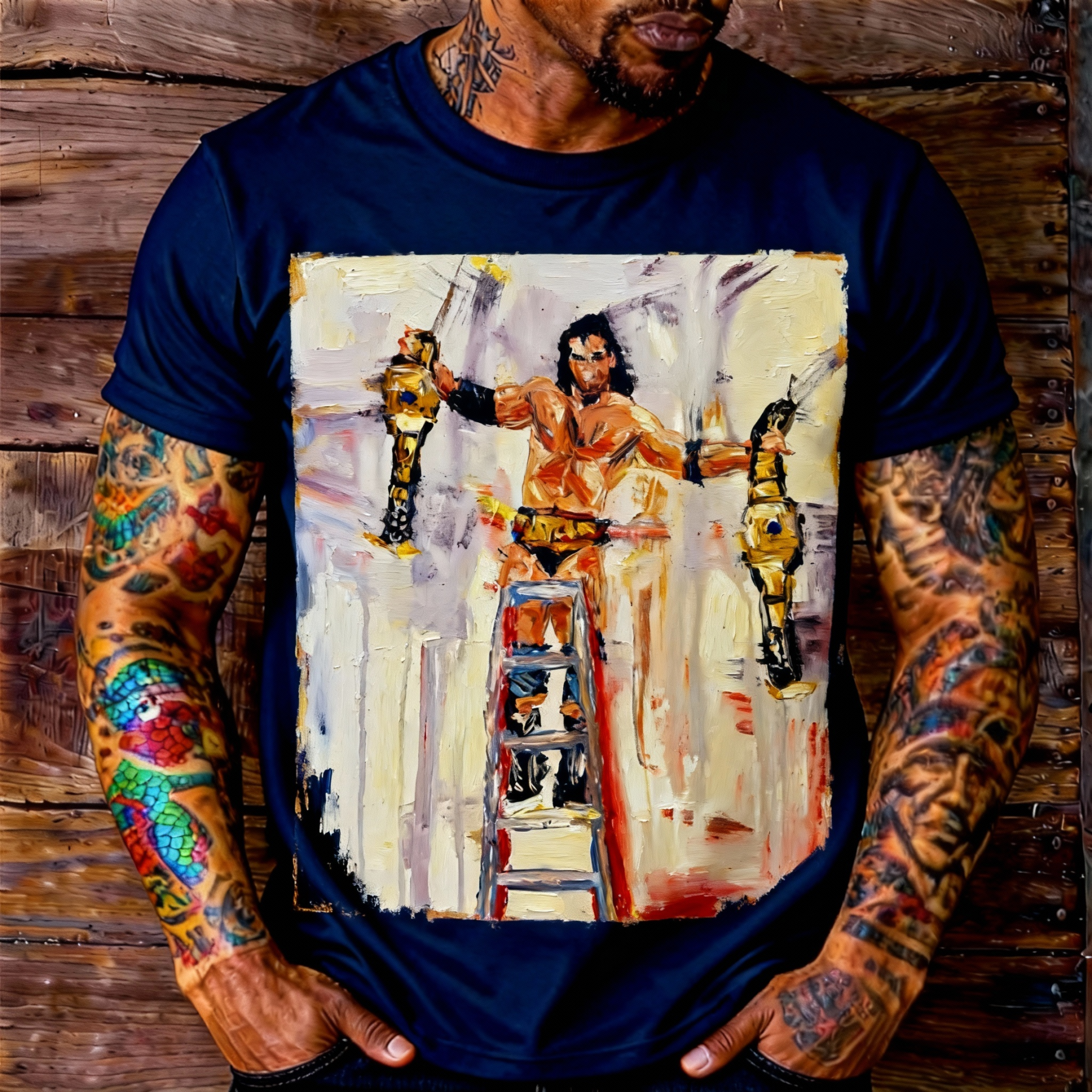 Classic Themed Round-Neck Short T-shirt