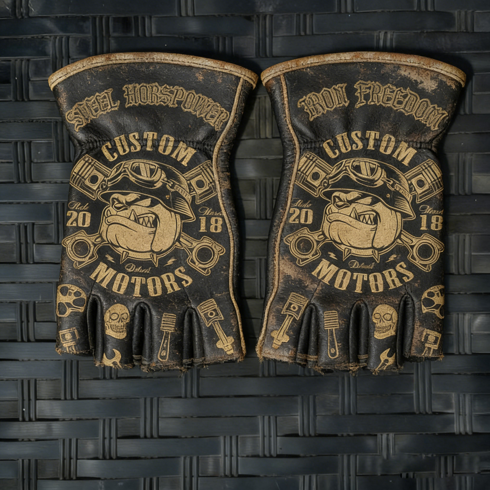 Vintage Biker Half Gloves for Motorcycle Enthusiasts