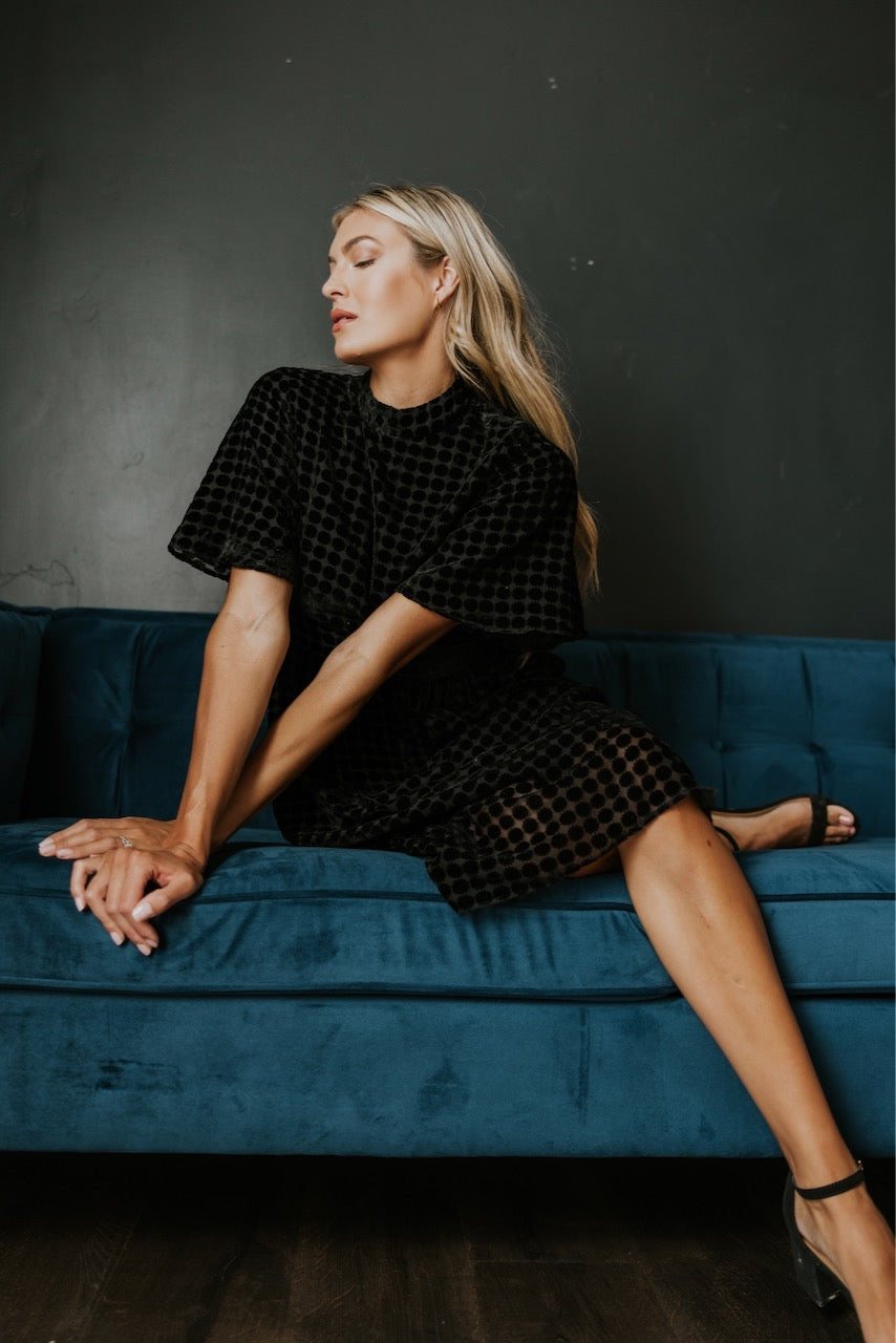 Theodosia Velvet Dotted Dress