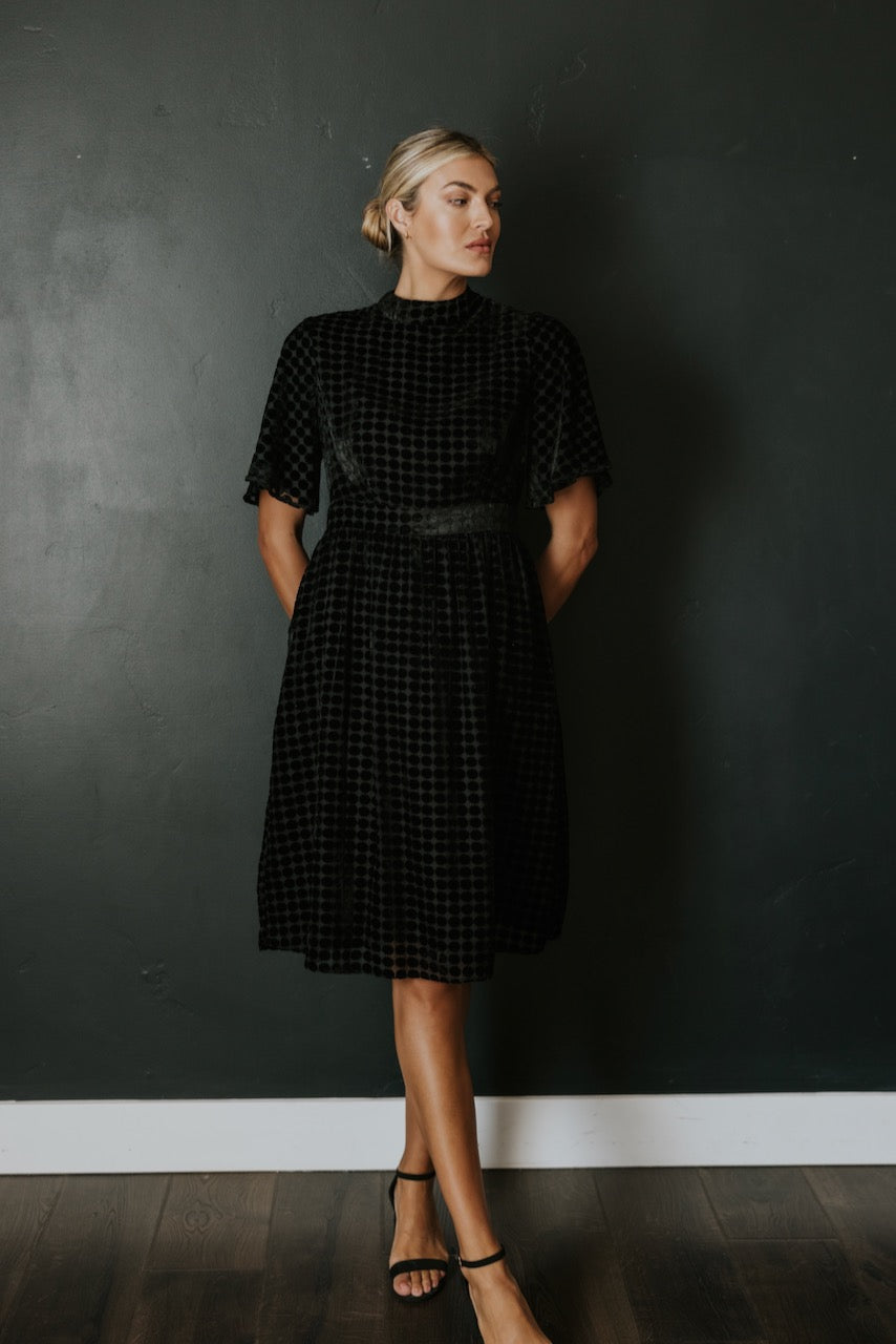 Theodosia Velvet Dotted Dress