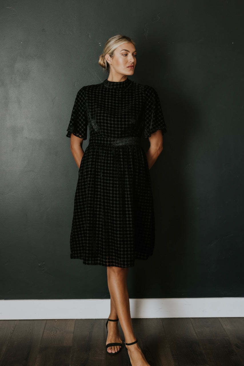 Theodosia Velvet Dotted Dress
