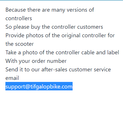 Tifgalop® Electric scooter controller parts