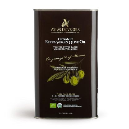 Aceite de oliva virgen extra orgánico Atlas 3 LT prensado en frío con alto contenido de polifenoles, procedente de Marruecos | Recién cosechado y sin procesar, de una sola finca familiar | Aceite de oliva virgen extra marroquí de confianza para chefs gala