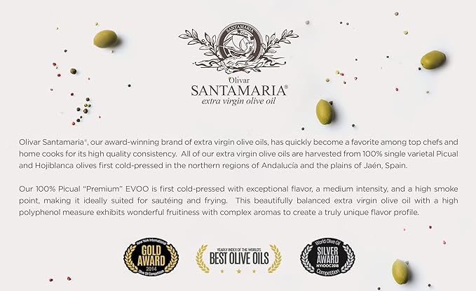 Olivar Santamaria | Aceite de Oliva Virgen Extra | Variedad Hojiblanca Premium | Primera presión en frío | España | Alto contenido en polifenoles | Ideal para aderezos de ensaladas, cocinar, freír y marinar | 5 litros (2 unidades)