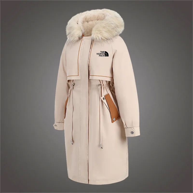 The Nokdjrth Face-Women's Cotton Jacket Winter Mid-Length Fur Collar Velvet Two-Piece Set