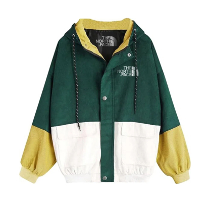 TNF® - Trench in velluto a coste vintage oversize da donna, giacca casual con cappuccio