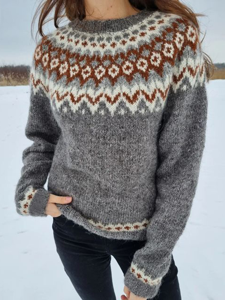 Maglione girocollo vintage Fairman Island con maniche lunghe