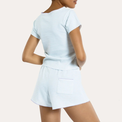 Denim Light Blue Striped Pajamas