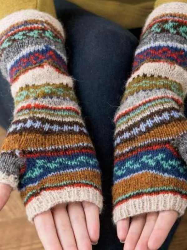 Guanti colorati senza dita in maglia spessa, caldi