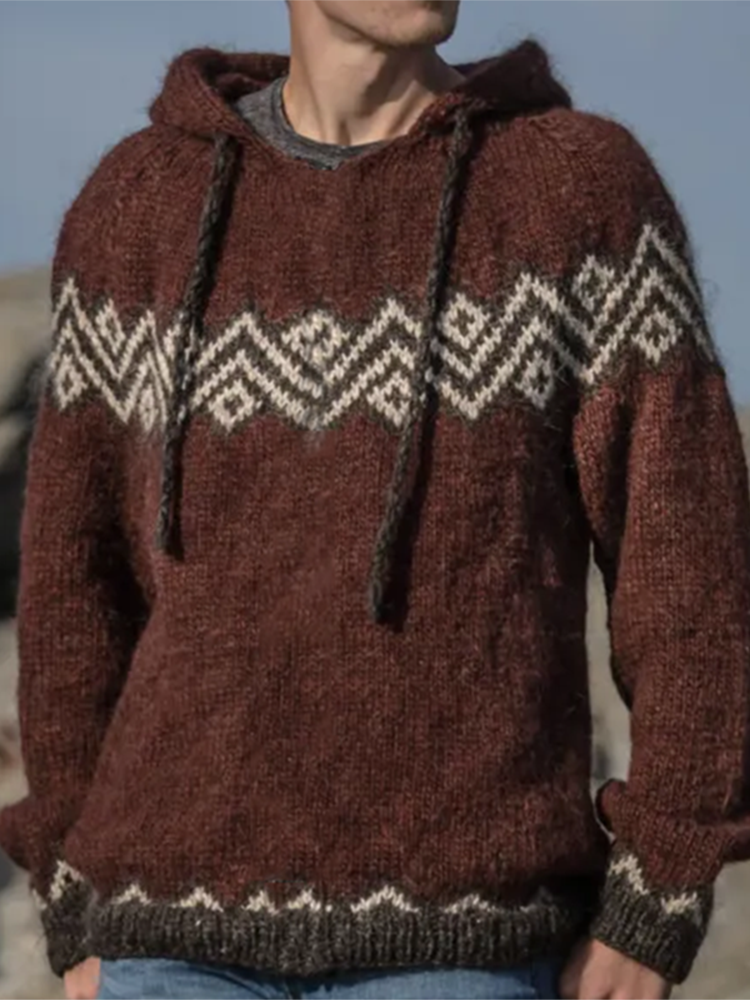 Felpa con cappuccio jacquard lavorata a maglia Urdan Jakke vintage (unisex)