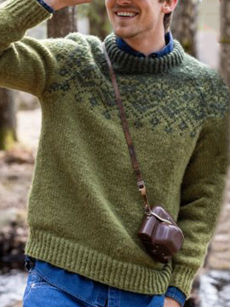 Maglione girocollo in maglia jacquard vintage islandese (unisex)